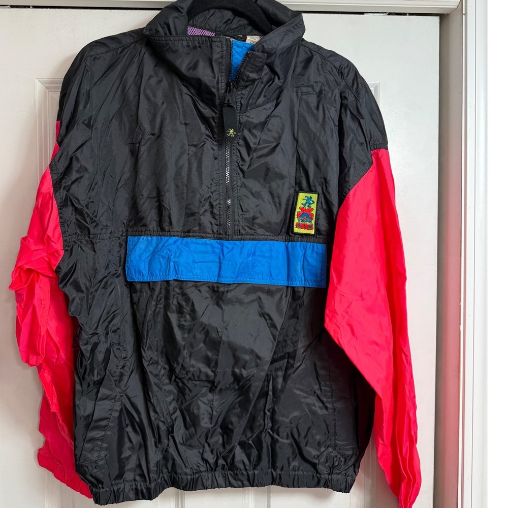 Vtg‎ OP Ocean Pacific Extreme Air Colorblock Windbreaker Jacket Men's XL Black